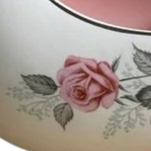 Vtg 50’s Taylor Smith & Taylor “Pink Rose” on White gravy boat ceramic - Picture 11 of 13